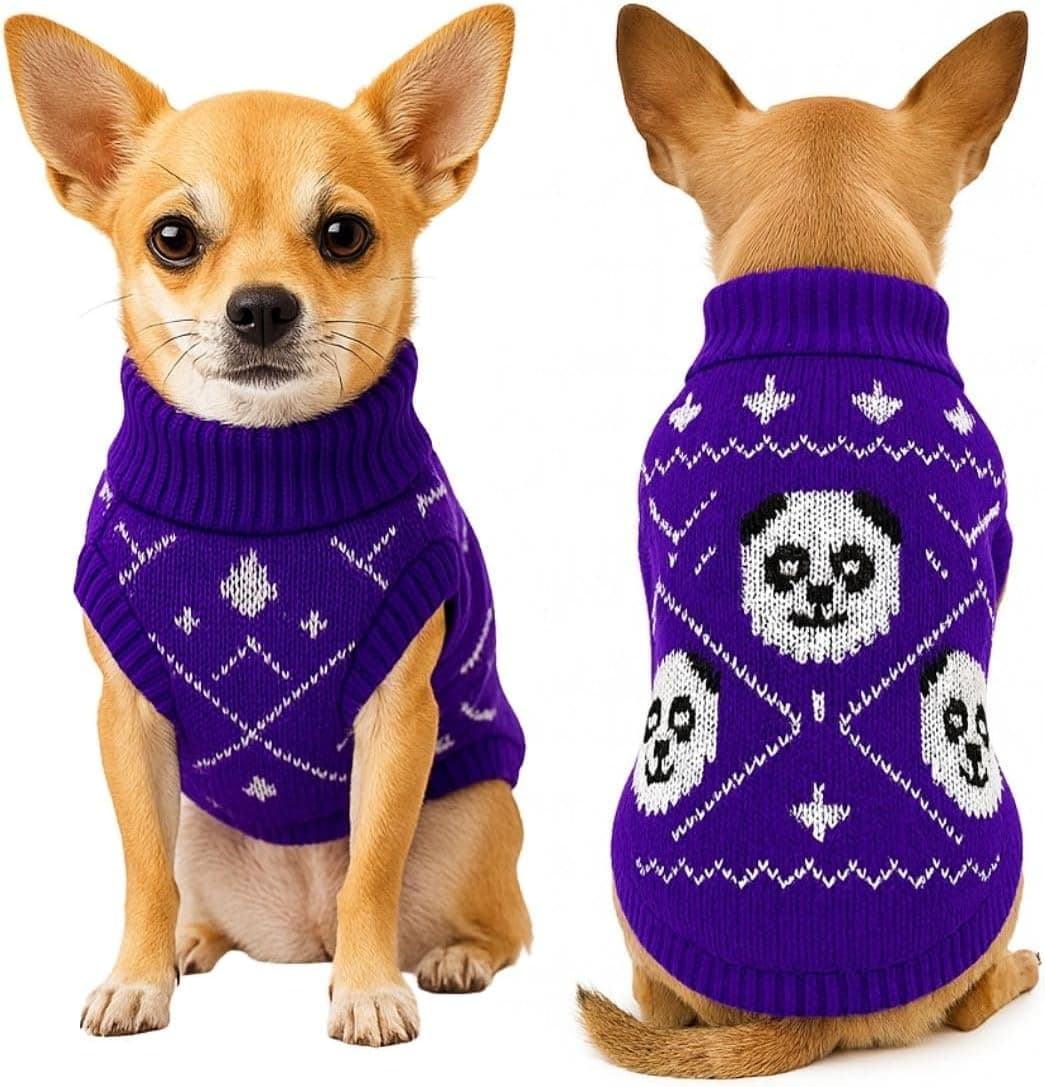 Suéter de Tricot para Cachorros e Gatos Roupinha de Lã Macia Tamanho M (Panda Azul)